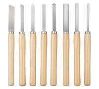Prterver Ensemble de Ciseaux pour Tour à Bois, 8 Pièces en Acier au pour Outils de Menuiserie Comprenant des Lames à Biseau, à Gouge et à Pointe de