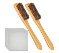 Prterver Kit de Polissage Argent de 7 Pièces, 2 Brosses en Crin de Cheval pour le Nettoyage de L'Argent + 5 Chiffons de Polissage, Ensemble de Nettoyage pour Travaux de Détail.