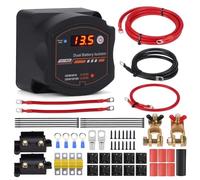 Prterver Kit de Relais de Charge Fractionnée 12 V 140 A avec Isolateur de Batterie Double, Sensible à la Tension, Modes Manuel/Automatique avec Affichage