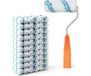 Prterver Kit de Rouleaux de Peinture en Microfibre - 61 Pièces Comprend des Housses de Rouleau de Peinture de 4 Pouces et des Mini Rouleaux de Peinture (Nappe de 1/2 Pouce) pour Peindre les Murs.