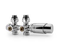 Prterver Kit Multiblock pour Raccordement de Radiateur avec Thermostat 50 mm, Bloc de Robinetterie, Kit de Raccords de Vanne, Accessoires de Chauffage