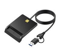 Prterver Lecteur de Carte Intelligent Portable Multi-Fonction USB 2.0 Port USB + Type-C pour DNIE ATM IC ID Carte Bancaire SIM