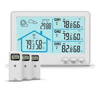 Prterver Station Météorologique sans avec Baromètre, Capteur de Température sans 433 MHz, Station Météo Blanche