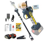 Prunarbo Sécateur électrique avec Perche Télescopique, 50MM Sécateur Sans Fil Batterie 2x4000mAh 18V Brushless LCD Affichage Outils de Jardinage (PR-E50-Set)
