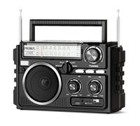 PRUNUS J-02 Poste Radio Portable Survie FM/AM/SW, Radio Portable Rechargeable avec Batterie 1800 mAh ou Piles D, TransistorRadio à Deux Antennes, Les Panneaux Solaires, Bluetooth 6.0/Carte TF/USB