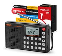 PRUNUS J-168 Petite Radio Numérique, Mini Radio Portable Rechargeable avec Une Batterie de 2000 mAh, 99 Préréglages Manuels et Réveil Programmable, TransistorRadio Bluetooth - Idéale pour Offrir