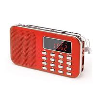 PRUNUS J-908 Poste Radio Portable AM/FM, Petite Radio Portable Rechargeable avec Batterie Rechargeable de 1200mAh, TransistorRadio avec éClairage de Secours, Mini USB/SD/AUX(Rouge)