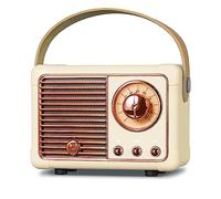 Prunus J-999 Mini Enceinte Bluetooth Rétro FM Rechargeable Bluetooth 5.0 Son Supérieur Prise en Charge USB/TF/AUX/Appels Mains Libres (Jaune)