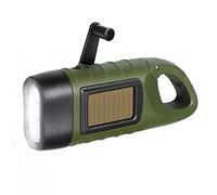 prunus Lampe de Poche LED d’Urgence, Lampe Torche Solaire Rechargeable, Lampes de Poche Dynamo avec Mousqueton, Mini Lampe Torche avec Manivelle et Panneau Solaire Pour l’Extérieur/Camping