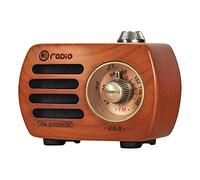 PRUNUS R-818 Radio Portable Rechargeable, Poste Radio Vintage en Bois de Noyer 100% Support Radio FM et Prise AUX, Bluetooth 5.0 Mini Radio Portable au Son et à la Basse HD