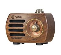 PRUNUS R-818 Radio Portable Rechargeable, Poste Radio Vintage en Bois de Noyer 100% Support Radio FM et Prise AUX, Bluetooth 5.0 Mini Radio Portable au Son et à la Basse HD