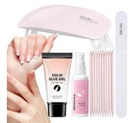 Pruojhw Colle Et Décolleur Pour Faux Ongles,Gel Adhésif pour Extensions en Acrylique | Kit De Manucure Pour Femmes Avec Lampe UV Pour Mariage, Travail, Été, Maison, Filles, Noël, Salon, Fête, Voyage