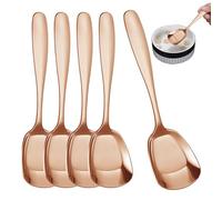 Pruojhw Cuillères de service à tête carrée en acier inoxydable,Cuillères de service à tête carrée en acier inoxydable, à soupe | Cuillère à sucre épaisse, cuillères à soupe, cuillères de