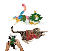 Pruojhw en papier mobile pour chat - Avec 14 articulations mobiles - Jouet de bricolage amusant et flexible - Jouet de bricolage de Noël - Pour l'école, la maison, les fêtes, la famille, les