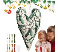 Pruojhw Kit de Broderie Cœur Ornement de Noël,Kit Initiation Broderie | Artisanat Complet pour Projet Voyage Décoration Murale Activité de Groupe
