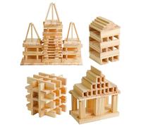 Pruojhw Lot de 100 blocs de construction en bois pour - Jouet éducatif pour lui en bois - Blocs en bois pour l'apprentissage pédagogique à l'âge préscolaire