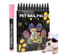 Pruojhw Lot de 12 vernis à ongles pour animaux de compagnie - Couleur sûre pour chiens - Séchage rapide et sûr - Marqueurs de vernis à ongles créatifs 12 couleurs pour chiens et chats