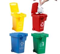 Pruojhw Mini Bac de Recyclage,4 Pièces de Petite Poubelle de Recyclage des Déchets | Modèles Réduits de Corbeilles à Ordures,pour la Maison, le Bureau, l'École, la Salle de Classe, la Maternelle, la