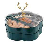 Pruojhw Plateau de service à compartiments - Plateaux à double couche pour servir de la nourriture,Plateau de service en forme de, conception à double couche, 5 compartiments, élément de wapiti de