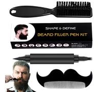 Pruojhw Remplisseur de crayon à barbe pour hommes,Crayon de remplissage de barbe anti-transpiration avec peigne à brosse | Crayon à à 4 pointes, stylo de peinture à à couverture longue