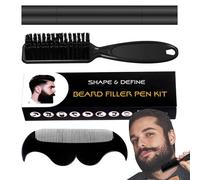 Pruojhw Stylo de remplissage de barbe, résistant à l'eau et à la transpiration, stylo à barbe à 4 pointes, crayon de couleur couvrant longue durée, barbe naturelle