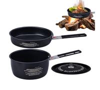 Pruojhw Ustensiles de Cuisine de Camping | Ensemble de Casserole et Poêle de Cuisson pour Camping - Outils De Friture Et Mijotage À Chauffage Uniforme Démontables Pour Camping-Car, Pique-Nique,
