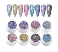 Pruojhw Vernis à Paillettes | Gel Art Scintillant - Kit de 8 Couleurs Pailletées pour Soin des Ongles Création Manucure Pédicure Femmes