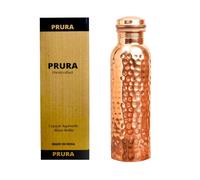 PRURA Bouteille d'Eau en Cuivre Martelé - Récipient Ayurvédique Avec Couvercle - Grande Capacité, Anti-Fuite - Pour Boire Plus d'Eau