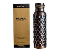 Prura Bouteille d'eau en cuivre pur ayurvédique anti-fuite 900ml/30oz Design 10