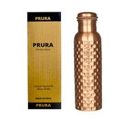 Prura Bouteille d'eau en cuivre pur ayurvédique anti-fuite 900ml/30oz Design 17