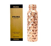 Prura Bouteille d'eau en cuivre pur ayurvédique anti-fuite 900ml/30oz motif 1