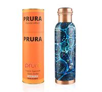 PRURA Bouteille d'eau en cuivre pur imprimé - 946 ml - Anti-fuite - Récipient en cuivre ayurvédique pour le sport, la gym, l'extérieur, le yoga, les bienfaits pour la santé