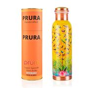 PRURA Bouteille d'eau en cuivre pur imprimé - 946 ml - Anti-fuite - Récipient en cuivre ayurvédique pour le sport, la gym, l'extérieur, le yoga, les bienfaits pour la santé