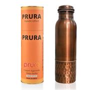 PRURA Bouteille d'eau incurvée en cuivre martelé de 946 ml - Bouteille d'eau sans joint anti-fuite pour des avantages ayurvédiques