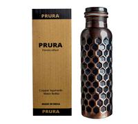 Prura Copper Water Bottle with Beautiful Design 32 Oz - F preuse preuve Ayurvedic Drinkware Copper Vessel for Sports Gym Outdoors Yoga (Design 2