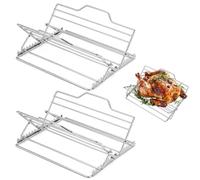 Pryiuiyo Lot de 2 grilles à rôtir réglables en acier inoxydable pour four | Design extensible avec un fonctionnement sans effort, 27 x 26,2 x 1,8 cm, rangement compact pour une cuisson polyvalente de