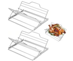 Pryiuiyo Lot de 2 grilles à rôtir réglables en acier inoxydable pour four | Design extensible avec un fonctionnement sans effort, 27 x 26,2 x 1,8 cm, rangement compact pour une cuisson polyvalente de
