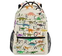 PRyLqKS Sac à dos léger pour garçons avec lettres de l'alphabet et dinosaures 43,2 cm, Alphabets avec dinosaures, taille unique