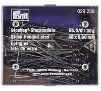 Prym 029236 Épingles tête de verre, 0,80 x 48mm, noir, 30g