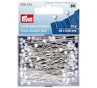 Prym 029255 Épingles tête de Verre, 0,80 x 48mm, Blanc, 30g, Carte avec boîte
