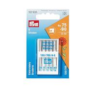 Prym 152935 Aiguilles pour Machines à Coudre « Broderie », 75 et 90, Acier, Silver, No. 75-90
