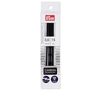Prym 194182 Aiguilles à tricoter à 2 pointes, prym ergonomics, Carbon Technology, 15cm, 3,00mm