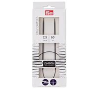 Prym – Aiguilles à tricoter circulaires ergonomiques Carbon – 2,5 mm x 60 cm – Noir (n°2,5)