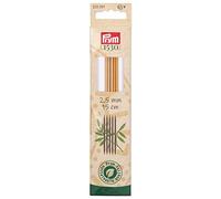 Prym 222201 Aiguilles à tricoter 2 pointes bambou 15 cm 2,50 mm, naturelle