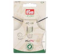 Prym 223990 Corde en plastique naturel et accessoires rotatifs à 360° 40 cm Corde interchangeable pour aiguilles à tricoter circulaires et crochets tunisiens, marron