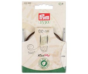 Prym 223992 - Corde en plastique naturel et accessoires - Pivotant à 360° - 80 cm - Corde interchangeable pour aiguilles à tricoter circulaires et crochets tunisiens - Marron