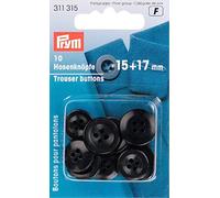 Prym 311315 - Bottoni per pantaloni, 15 + 17 mm, colore: Nero