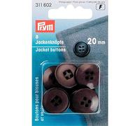 Prym 311602 - Bottoni per giacca, 20 mm, colore: Marrone scuro