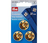 Prym 341812 Boutons Pression à Coudre, 21mm, doré
