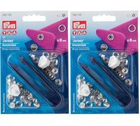 Prym 390100 Bouton Pression sans Couture « Jersey », Anneau denté, 8mm, Argent, Brass (Lot de 2)